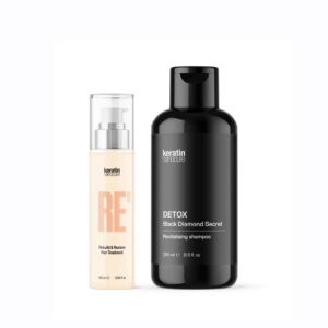 Keratin Nanocure® Detox Set (Detox Black Diamond Secret Revitalising Shampoo 250ml, RE12 Rebuild and Restore Hair Treatment 100ml)