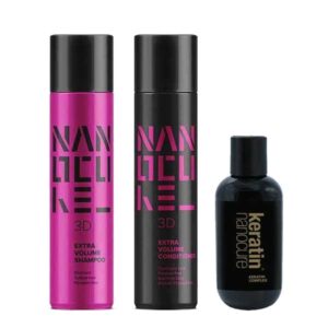 Keratin Nanocure® 3D Extra Volume Set (Treatment 150ml, Shampoo 500ml, Conditioner 500ml)