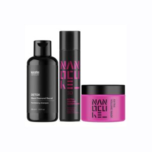 Keratin Nanocure® Detox 3D Extra Volume Set (Detox Black Diamond Secret Revitalising Shampoo 250ml, Volume Conditioner 500ml, Volume Mask 250ml)